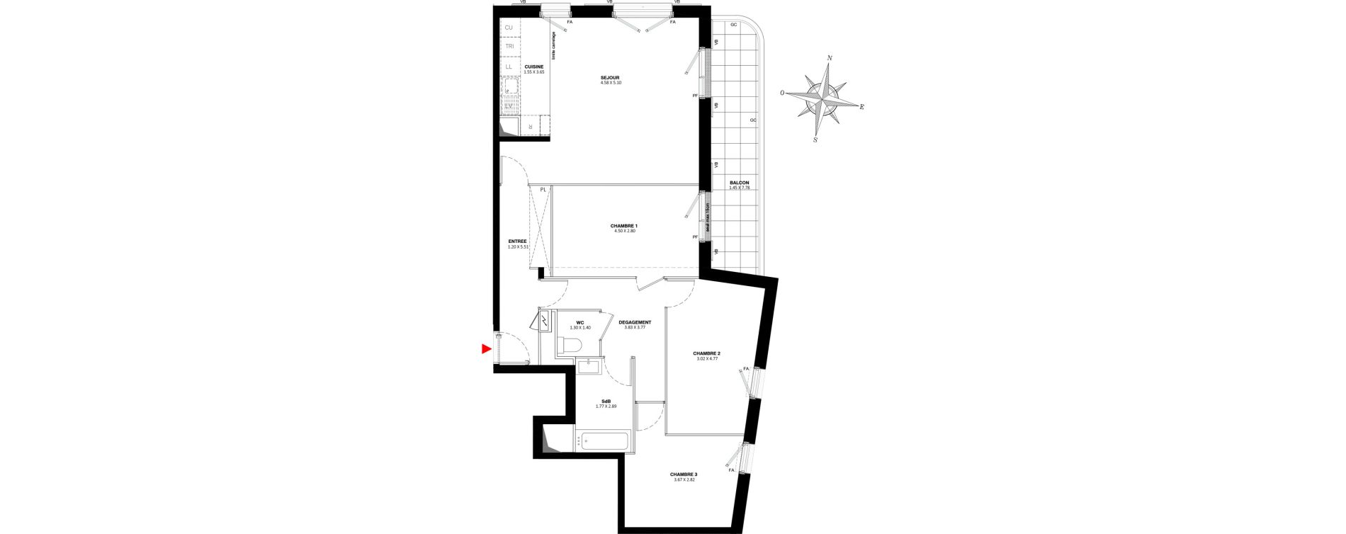 Appartement T4 de 88,80 m2 &agrave; Fontenay-Aux-Roses Paradis - blagis