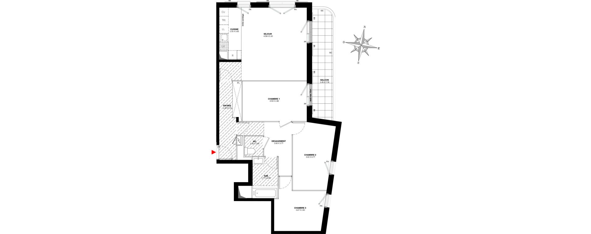 Appartement T4 de 88,60 m2 &agrave; Fontenay-Aux-Roses Paradis - blagis
