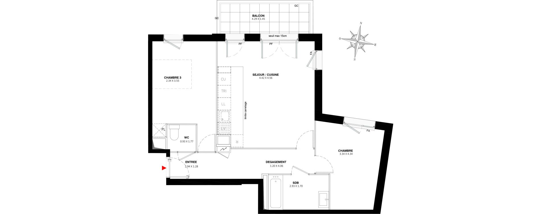 Appartement T3 de 65,40 m2 &agrave; Fontenay-Aux-Roses Paradis - blagis