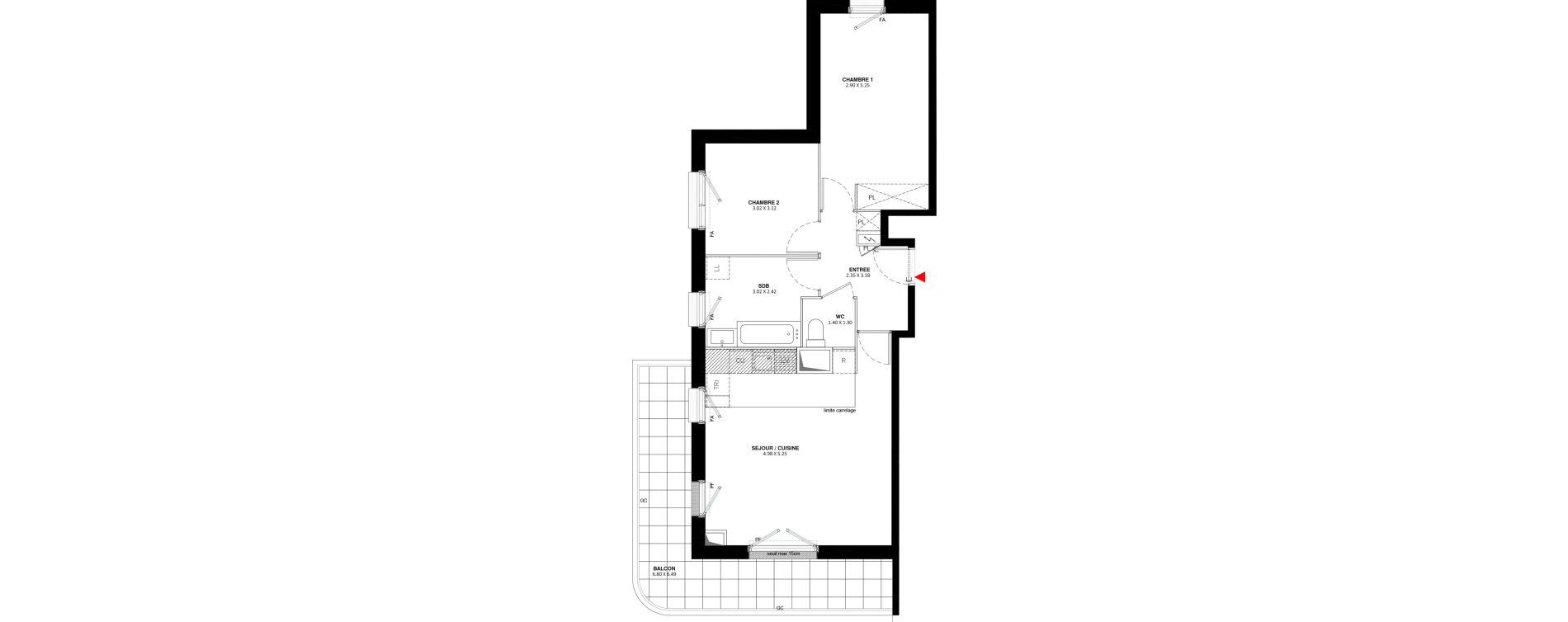 Appartement T3 de 64,00 m2 &agrave; Fontenay-Aux-Roses Paradis - blagis