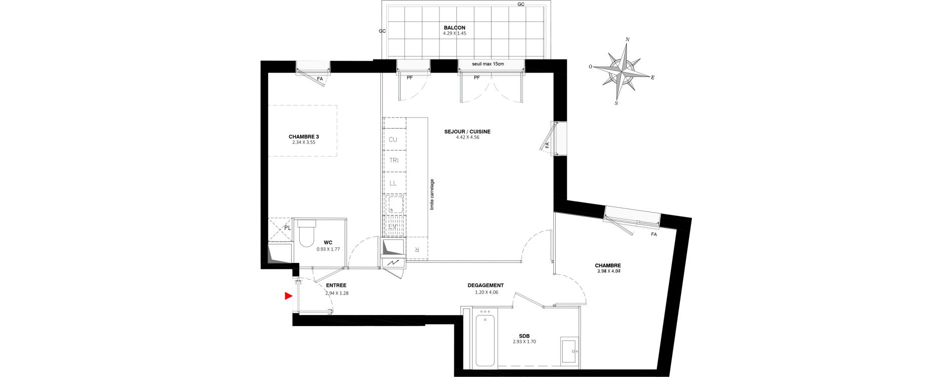Appartement T3 de 65,40 m2 &agrave; Fontenay-Aux-Roses Paradis - blagis
