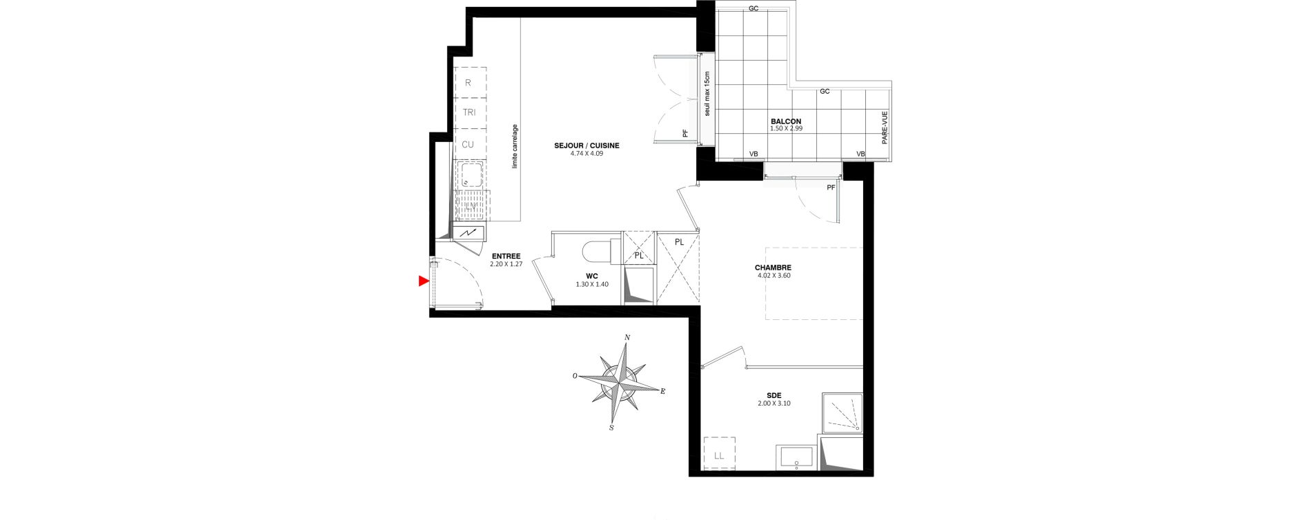 Appartement T2 de 43,20 m2 &agrave; Fontenay-Aux-Roses Paradis - blagis