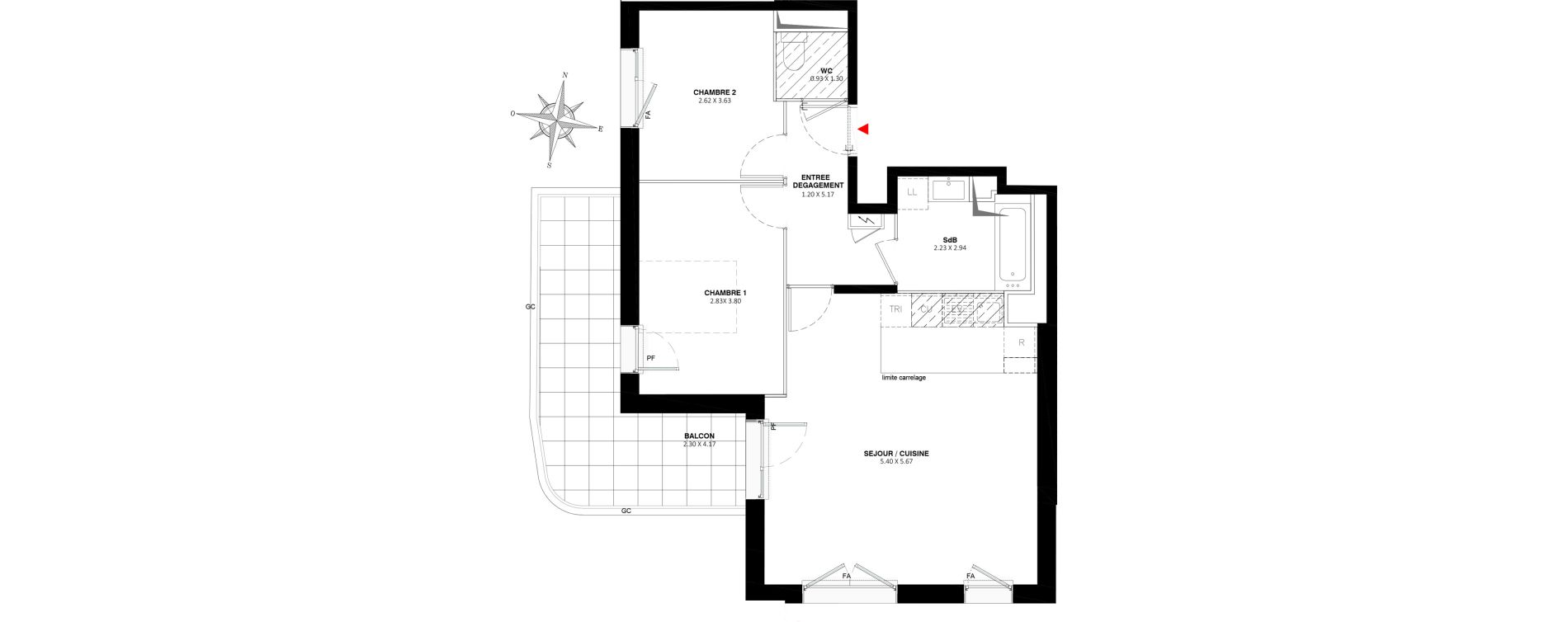 Appartement T3 de 62,20 m2 &agrave; Fontenay-Aux-Roses Paradis - blagis