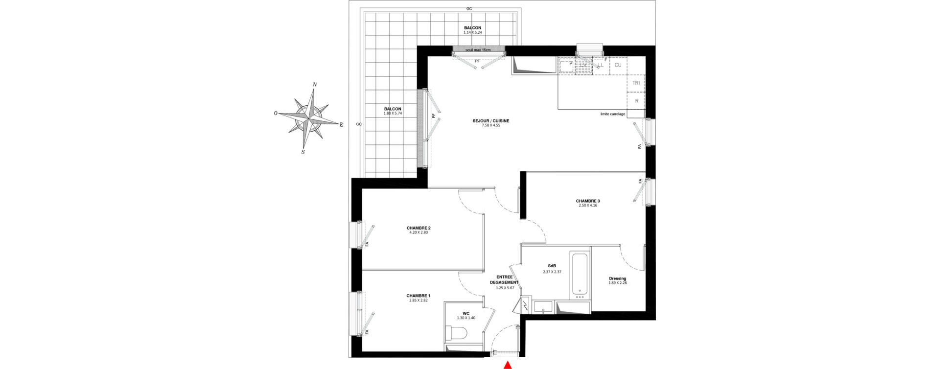 Appartement T4 de 80,90 m2 &agrave; Fontenay-Aux-Roses Paradis - blagis