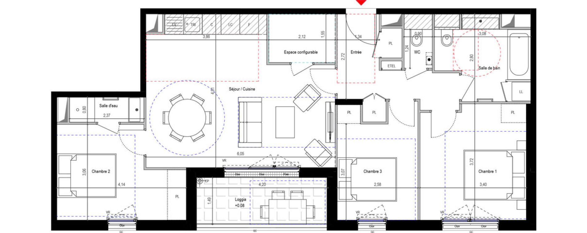 Appartement T4 de 79,28 m2 &agrave; Fontenay-Aux-Roses Renards