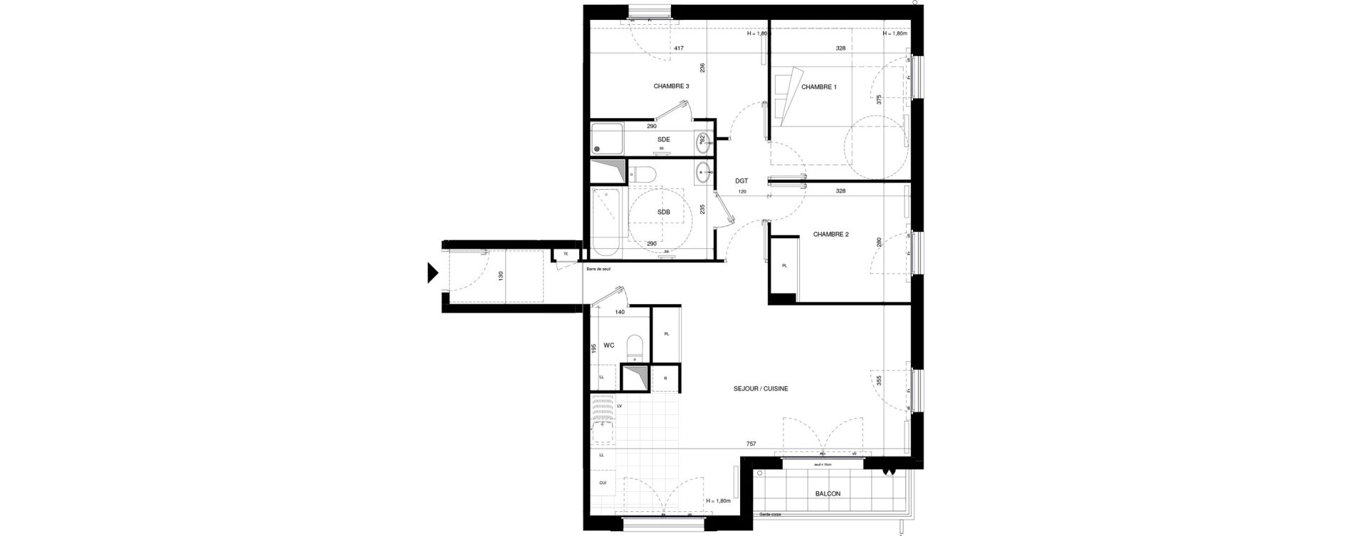 Appartement T4 de 80,11 m2 &agrave; Fontenay-Aux-Roses Pervenches