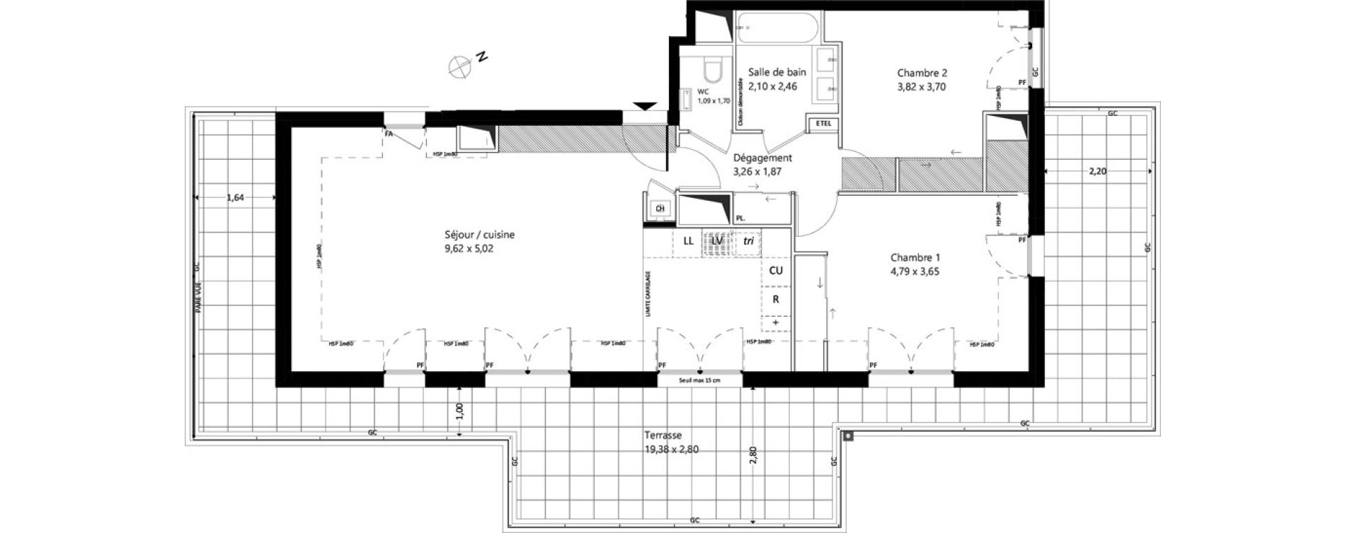 Appartement T3 de 75,89 m2 &agrave; Garches Centre