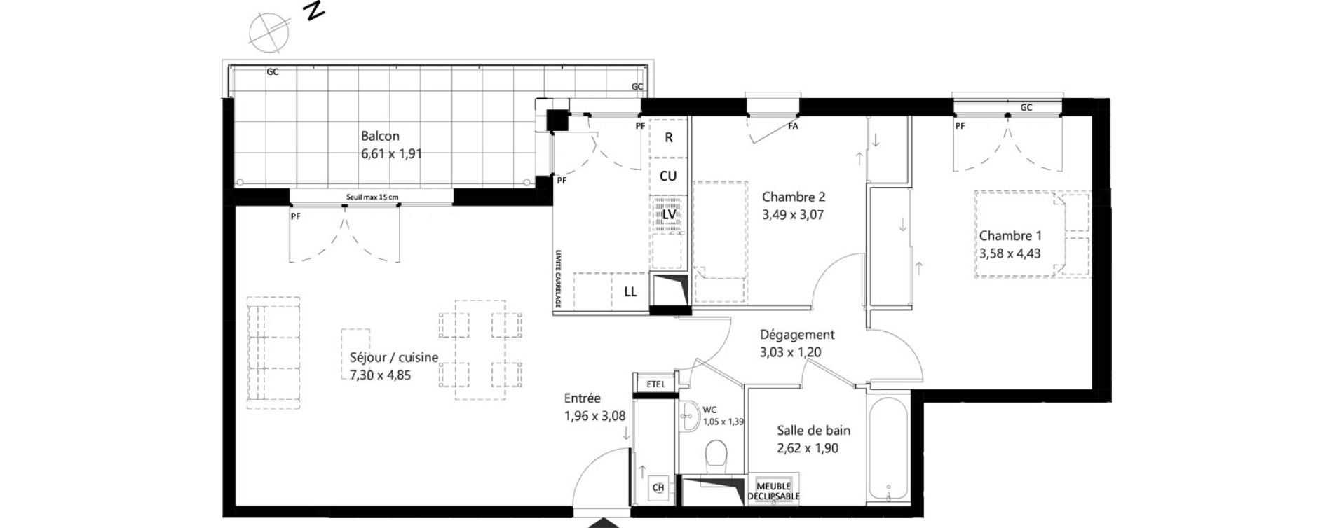 Appartement T3 de 71,23 m2 &agrave; Garches Centre