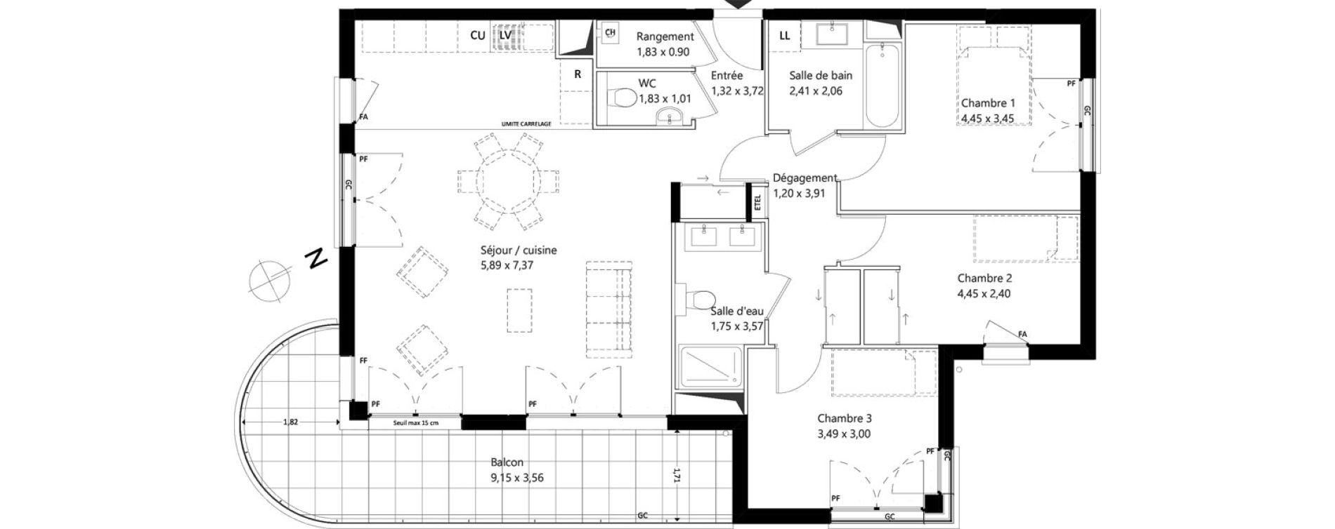 Appartement T4 de 98,64 m2 &agrave; Garches Centre