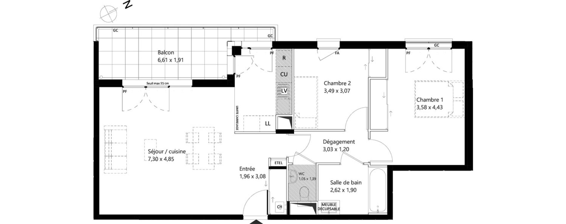 Appartement T3 de 71,23 m2 &agrave; Garches Centre