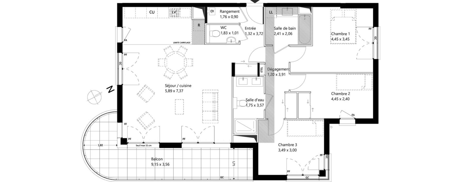 Appartement T4 de 98,58 m2 &agrave; Garches Centre