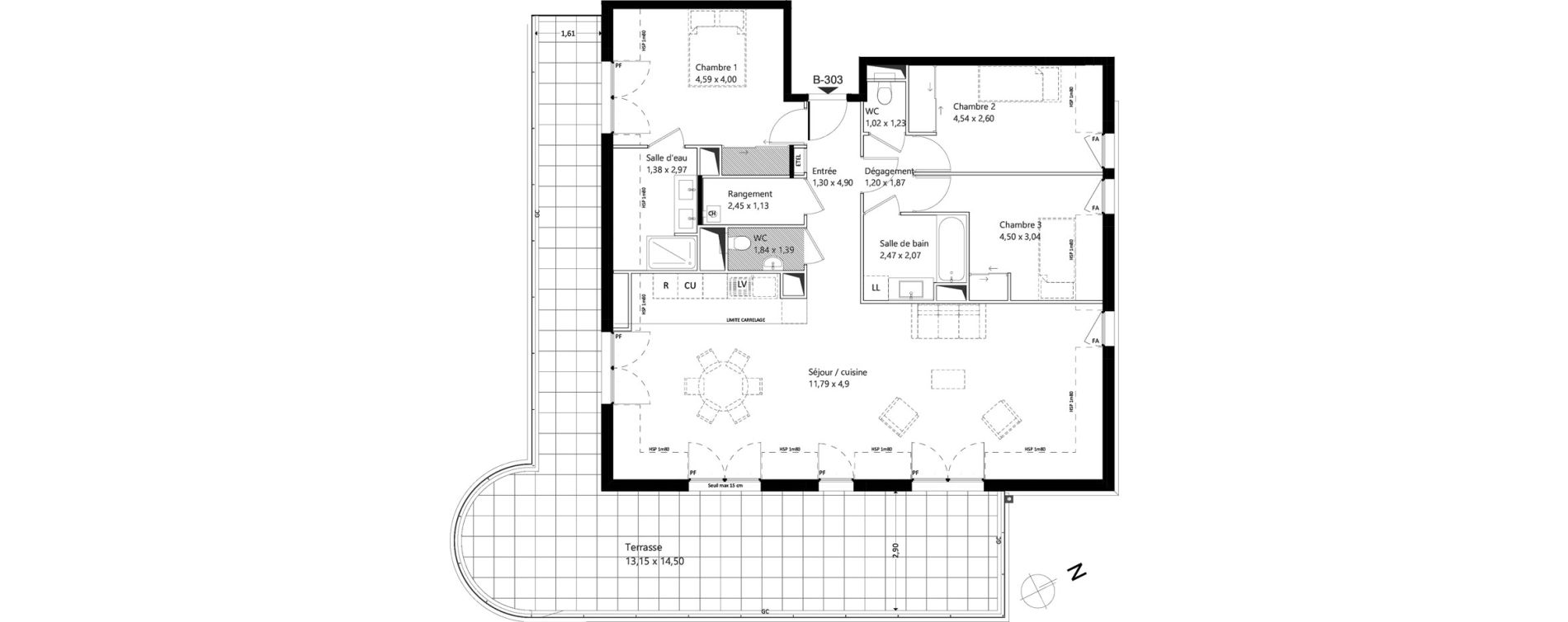 Appartement T4 de 103,52 m2 &agrave; Garches Centre