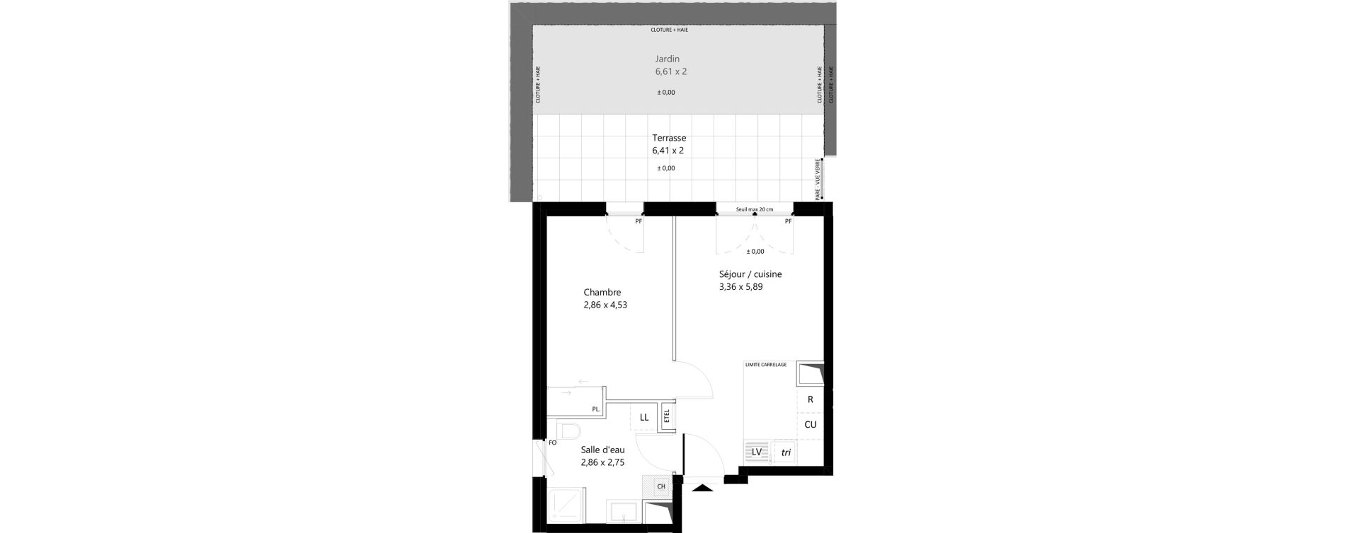 Appartement T2 de 38,19 m2 &agrave; Garches Centre