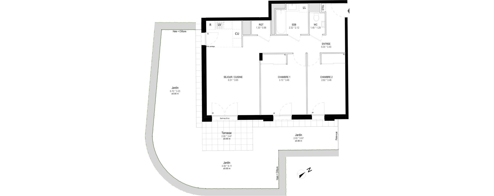 Appartement T3 de 63,71 m2 &agrave; Garches Buzenval