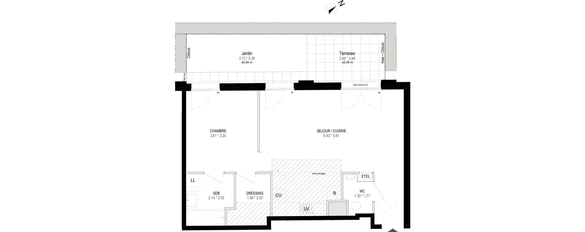 Appartement T2 de 54,53 m2 &agrave; Garches Buzenval