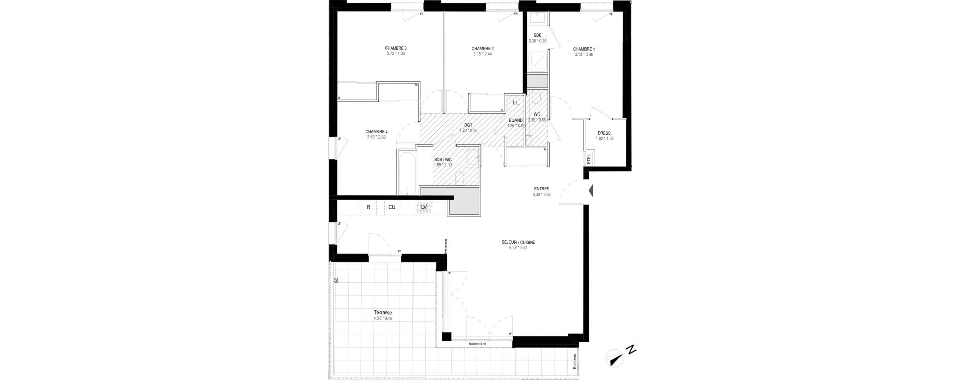 Appartement T5 de 109,04 m2 &agrave; Garches Buzenval