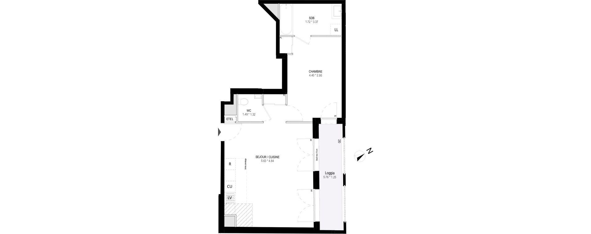 Appartement T2 de 50,04 m2 &agrave; Garches Buzenval