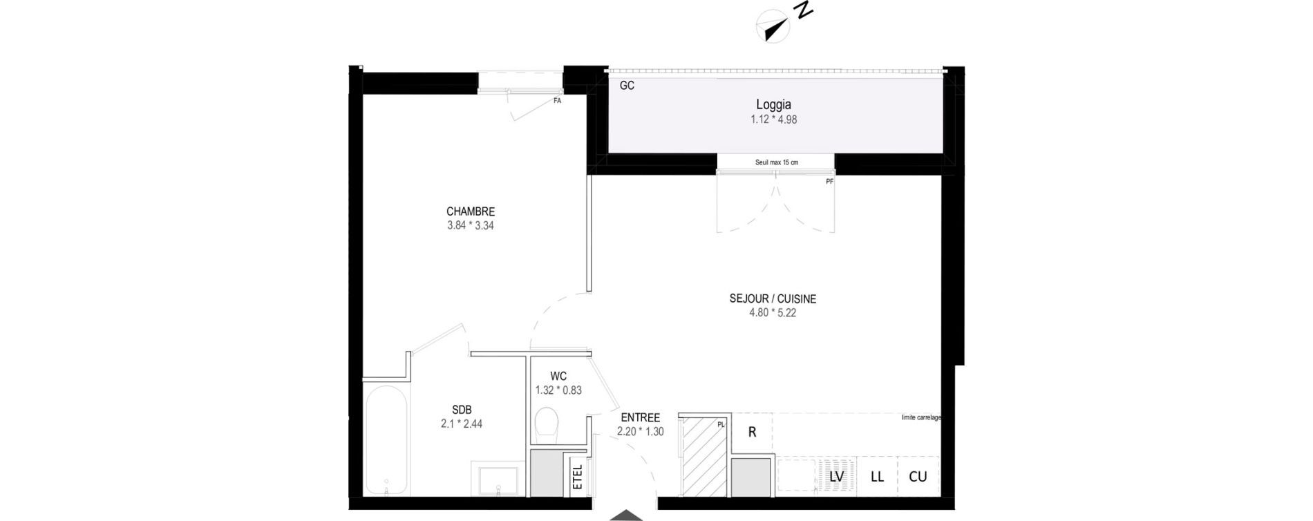 Appartement T2 de 43,64 m2 &agrave; Garches Buzenval