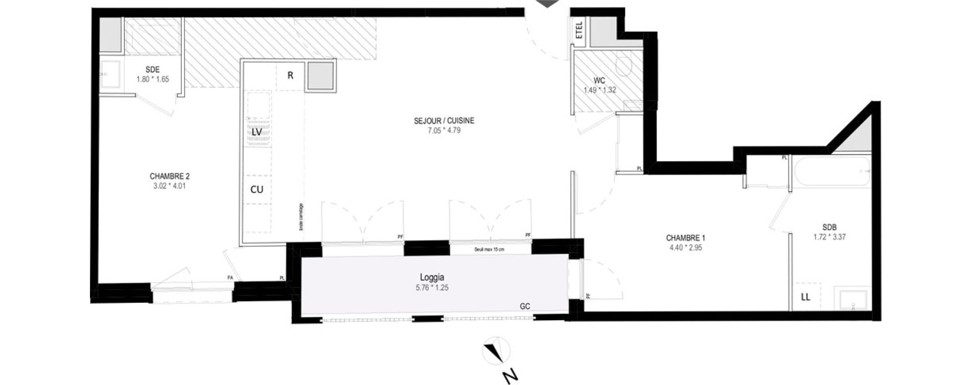 Appartement T3 de 73,94 m2 &agrave; Garches Buzenval