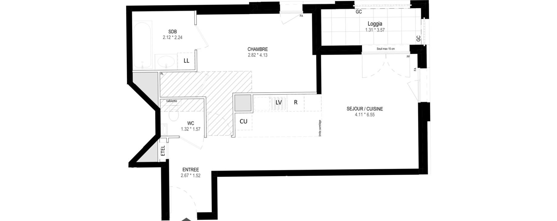 Appartement T2 de 48,66 m2 &agrave; Garches Buzenval