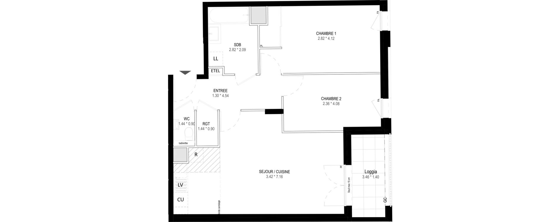 Appartement T3 de 62,63 m2 &agrave; Garches Buzenval