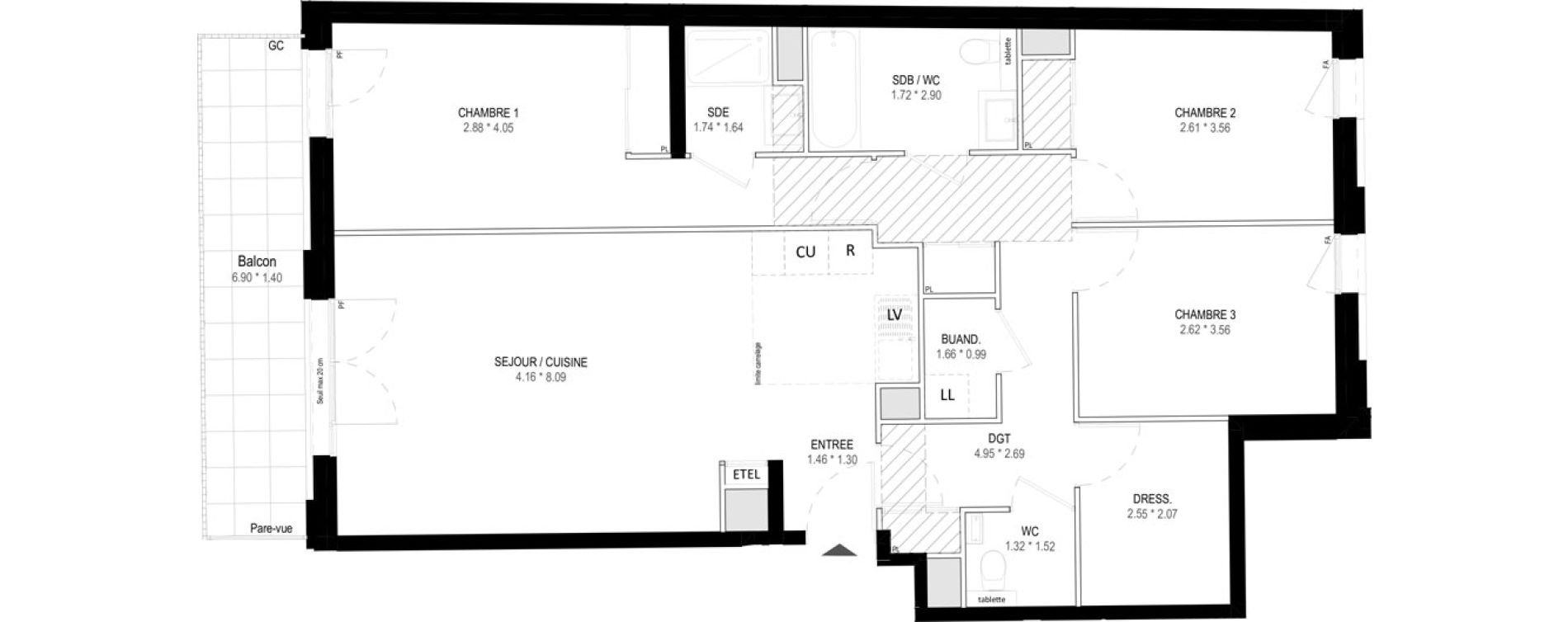 Appartement T4 de 93,62 m2 &agrave; Garches Buzenval
