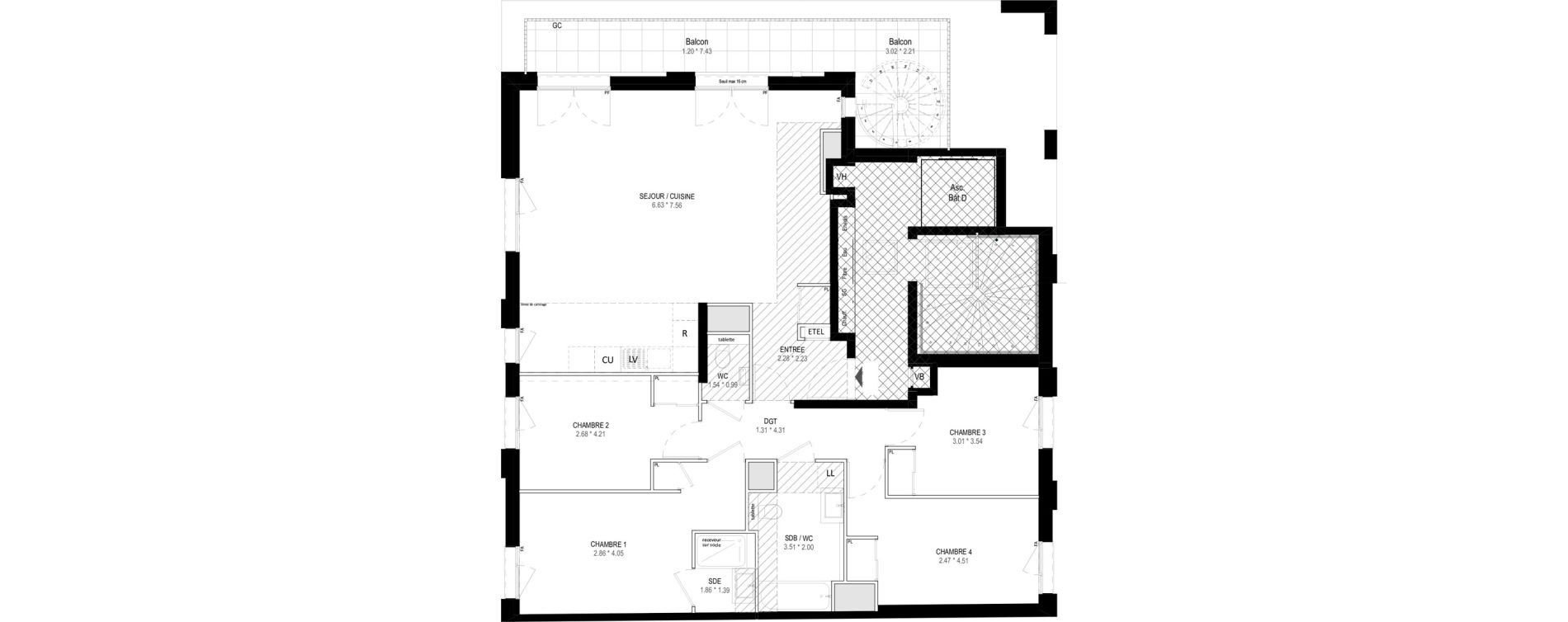 Appartement T5 de 109,70 m2 &agrave; Garches Buzenval