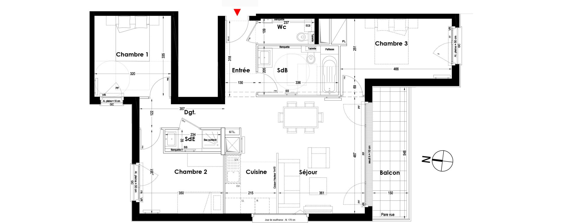 Appartement T4 de 80,40 m2 &agrave; Garches Buzenval