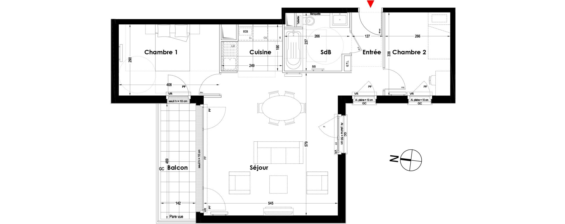 Appartement T3 de 66,50 m2 &agrave; Garches Buzenval