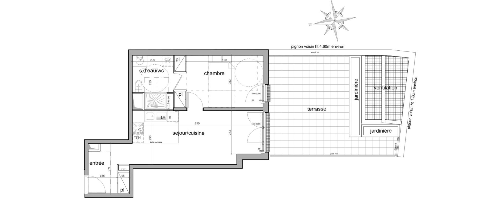 Appartement T2 de 43,98 m2 &agrave; Garches Centre