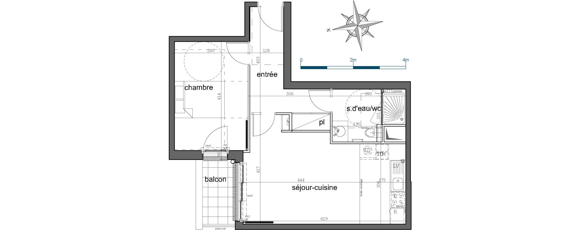 Appartement T2 de 45,39 m2 &agrave; Garches Centre