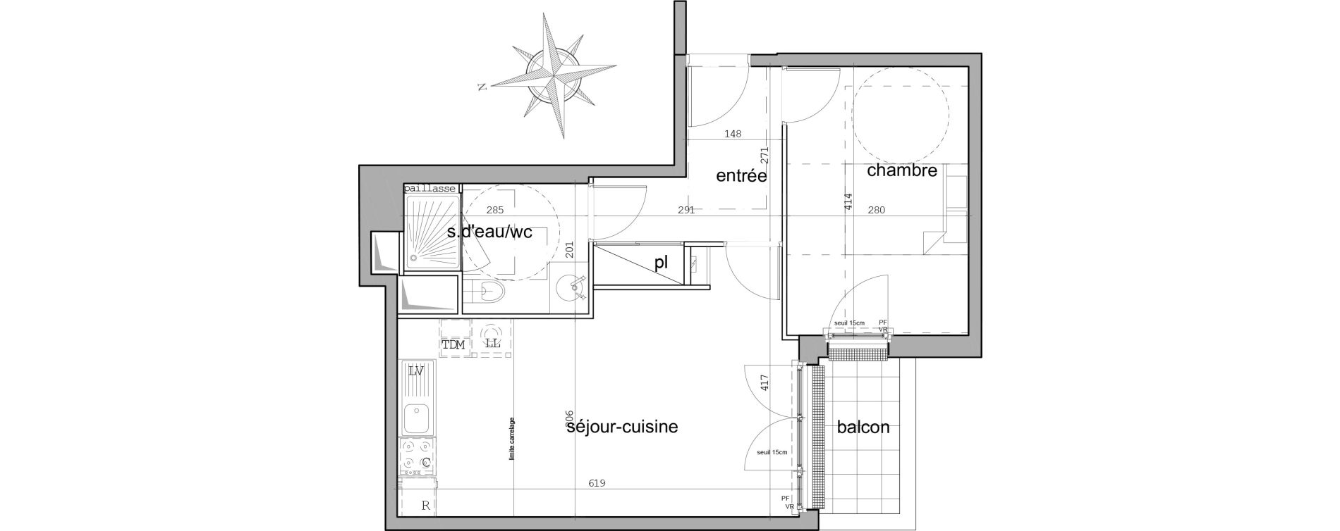 Appartement T2 de 43,99 m2 &agrave; Garches Centre