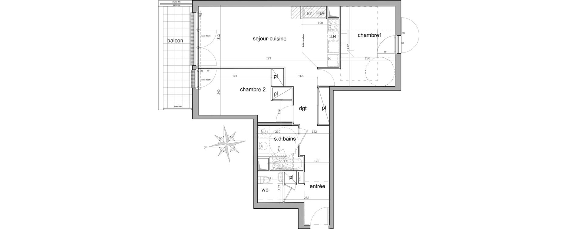 Appartement T3 de 66,39 m2 &agrave; Garches Centre