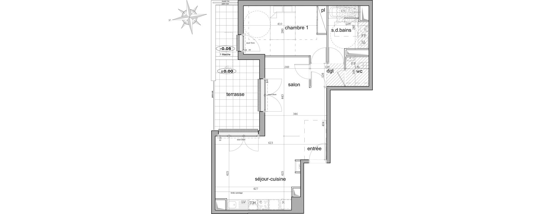 Appartement T2 de 57,59 m2 &agrave; Garches Centre