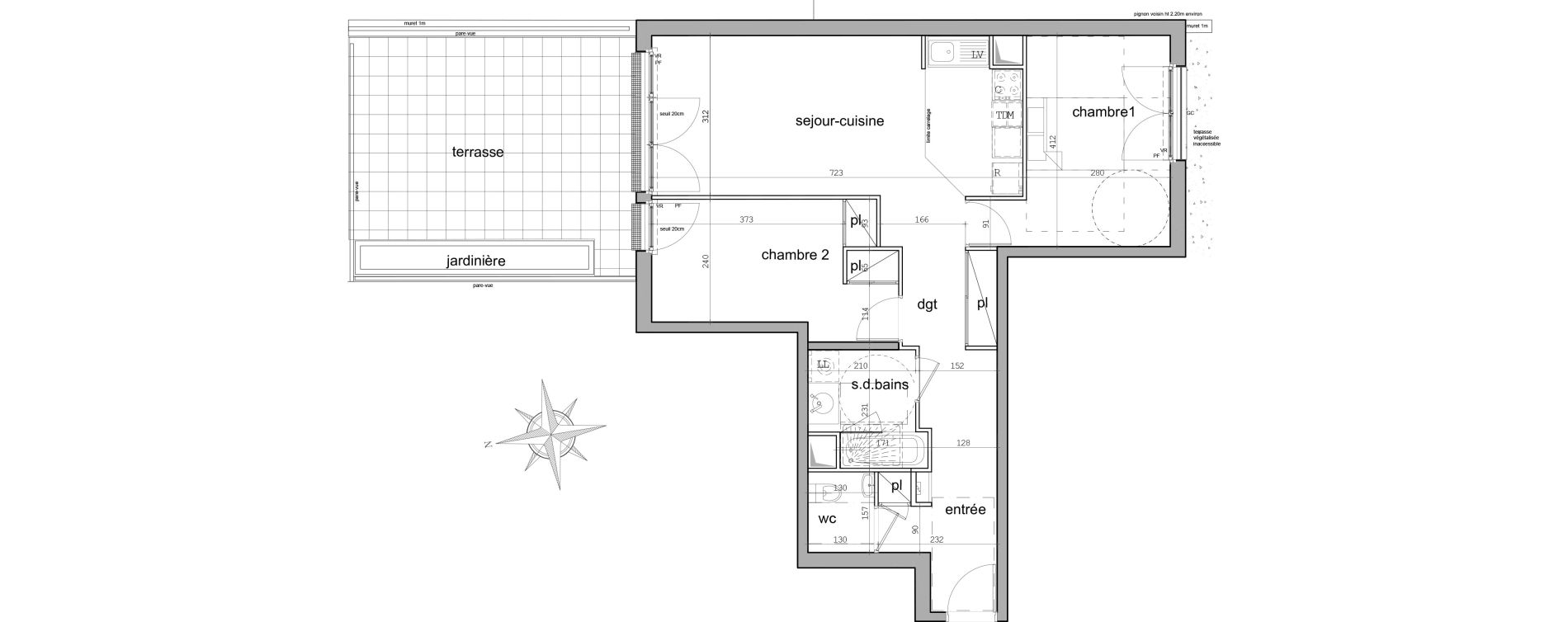 Appartement T3 de 66,39 m2 &agrave; Garches Centre