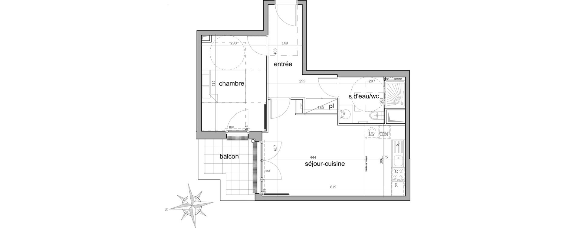 Appartement T2 de 46,04 m2 &agrave; Garches Centre