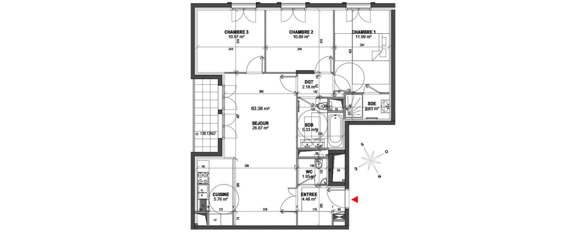 Appartement T4 de 83,38 m2 &agrave; Garches Garches buzenval