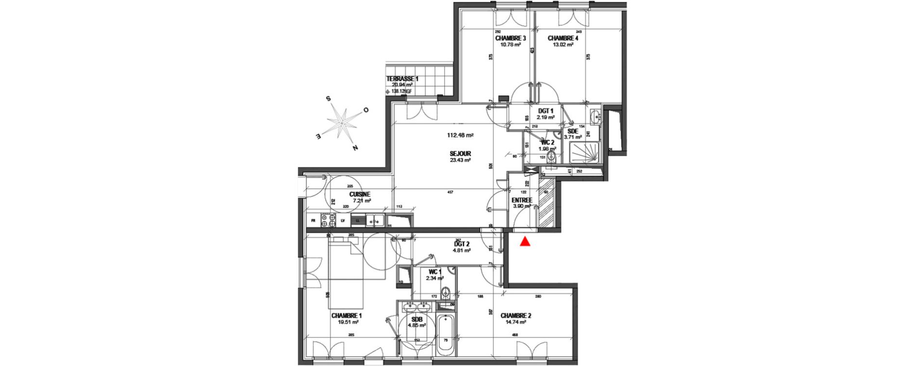 Appartement T5 de 112,48 m2 &agrave; Garches Garches buzenval