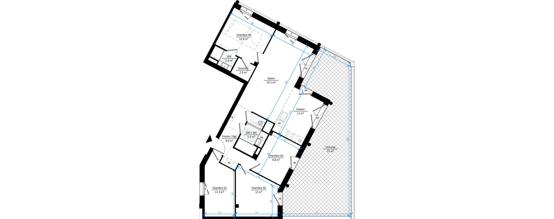 Appartement T5 de 99,90 m2 &agrave; Gennevilliers Les agnettes