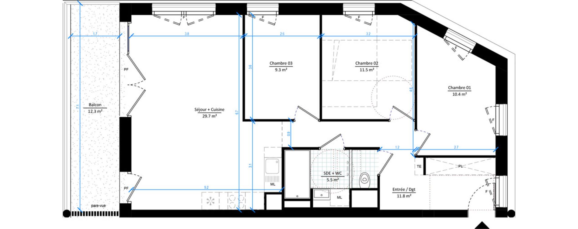 Appartement T4 de 78,20 m2 &agrave; Gennevilliers Les agnettes