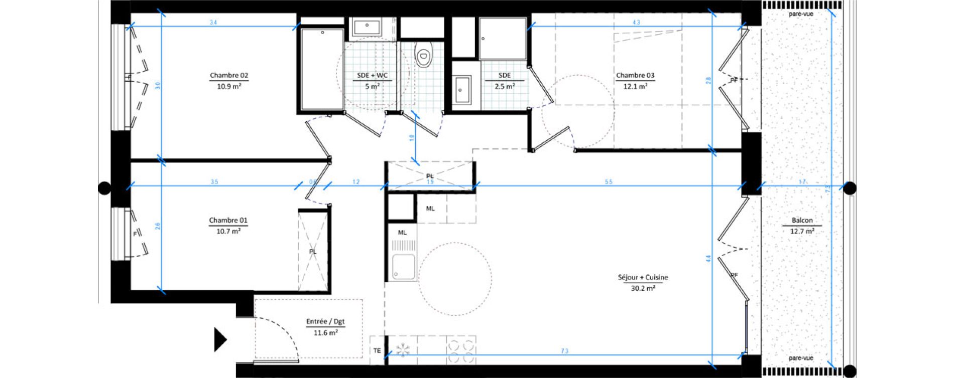 Appartement T4 de 83,00 m2 &agrave; Gennevilliers Les agnettes