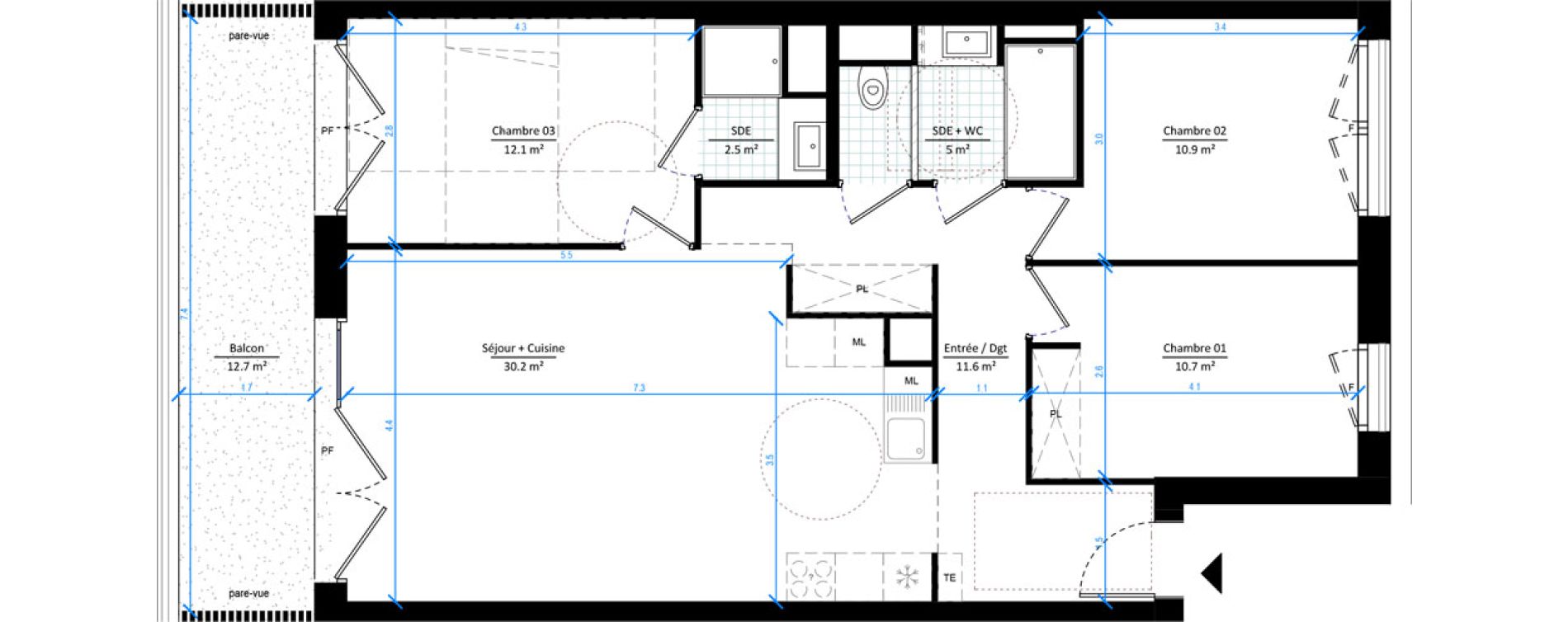 Appartement T4 de 83,00 m2 &agrave; Gennevilliers Les agnettes