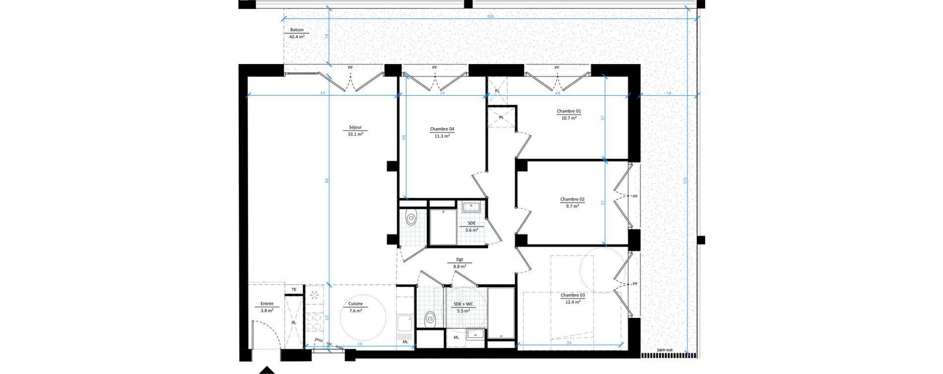 Appartement T5 de 106,50 m2 &agrave; Gennevilliers Les agnettes