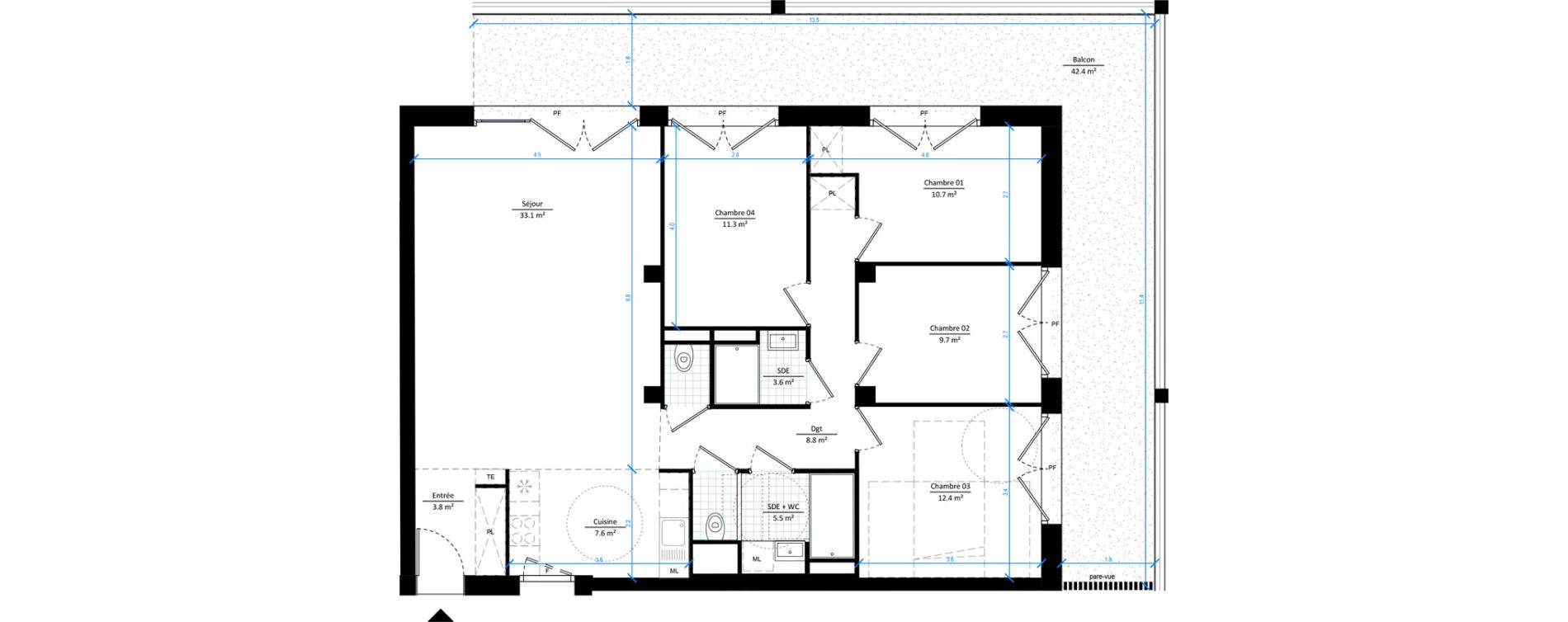 Appartement T5 de 106,50 m2 &agrave; Gennevilliers Les agnettes