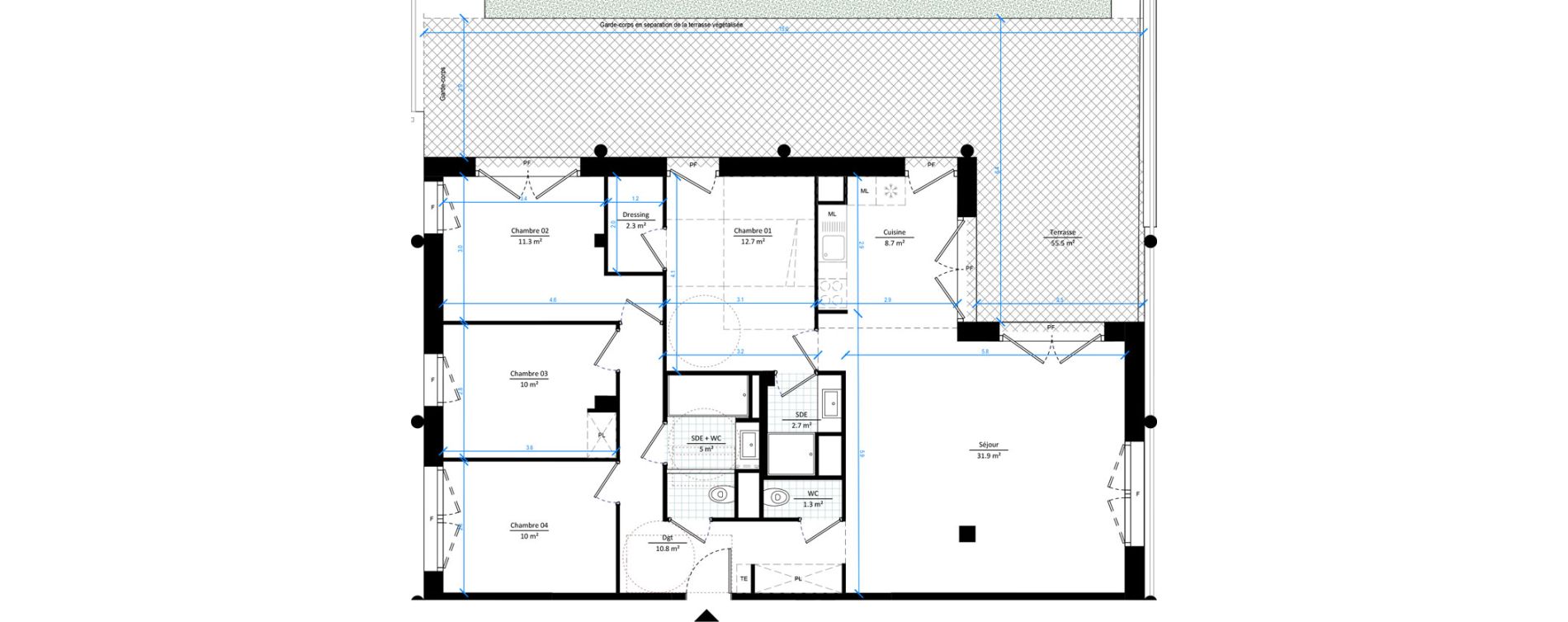 Appartement T5 de 106,70 m2 &agrave; Gennevilliers Les agnettes