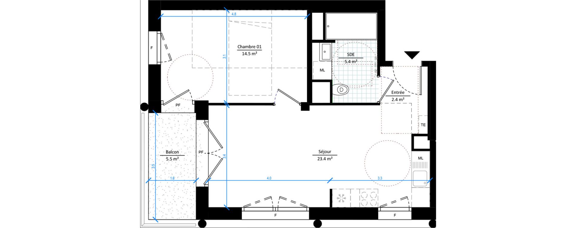 Appartement T2 de 45,70 m2 &agrave; Gennevilliers Les agnettes