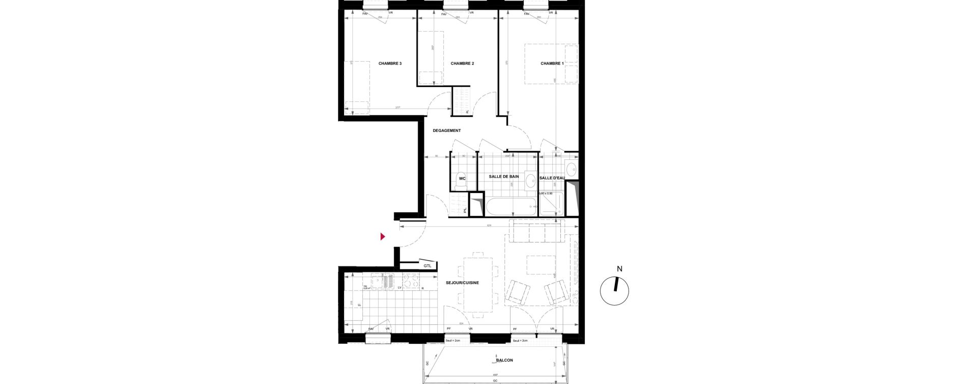 Appartement T4 de 76,80 m2 &agrave; Gennevilliers Village chandon