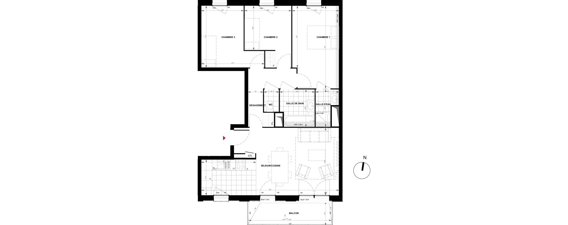 Appartement T4 de 76,80 m2 &agrave; Gennevilliers Village chandon
