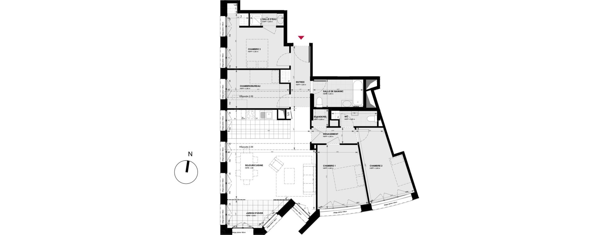 Appartement T5 de 103,10 m2 &agrave; Gennevilliers Village chandon