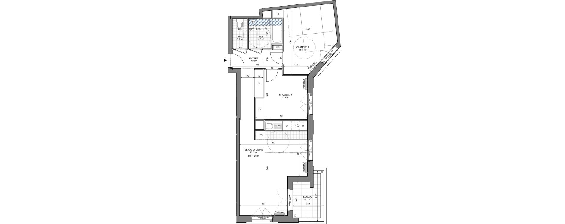 Appartement T3 de 66,60 m2 &agrave; Gennevilliers Sud chanteraines